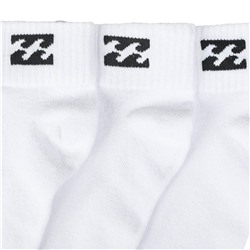 Billabong Unisex Quarter Socken 3 Paar weiß BG-19 QUARTER