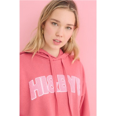 Sudadera capucha felpa algodón rosa