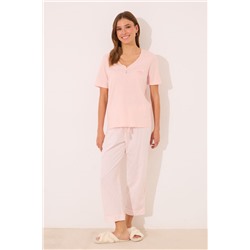 Pijama Capri 100% algodón naranja rayas