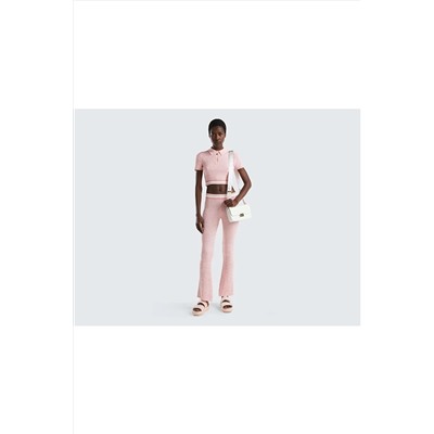 United Colors of Benetton Kadın Pembe Flared Fit Muline Ribana Pantolon 123P1394EF00A-2Y4