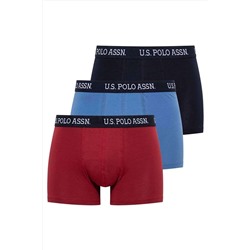U.S. Polo Assn. Erkek Lacivert - Indigo - Bordo 3 Lü Boxer US.01.80451.INT
