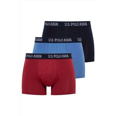 U.S. Polo Assn. Erkek Lacivert - Indigo - Bordo 3 Lü Boxer US.01.80451.INT