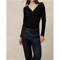 Ribbed Henley Top