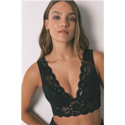 Sujetador bralette halter encaje negro