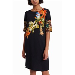Vestido de viscosa con mangas 3/4 Designed by M. Christian Lacroix