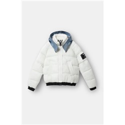 Chaqueta corta acolchada doble capucha