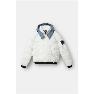 Chaqueta corta acolchada doble capucha
