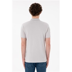 Erkek Slim Fit Polo Yaka Açık Gri Basic Tişört