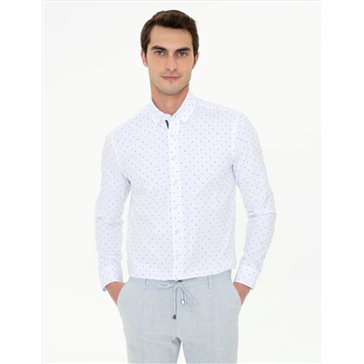 Lacivert Slim Fit Uzun Kollu Gömlek