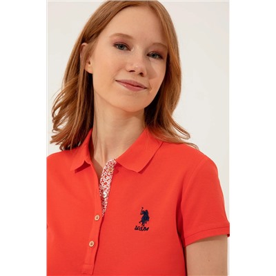 Kadın Kırmızı Basic Polo Yaka Tişört