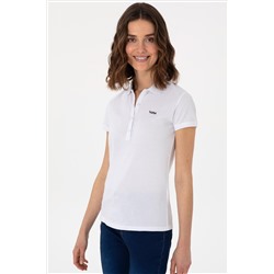 Kadın Beyaz Basic Polo Yaka Tişört