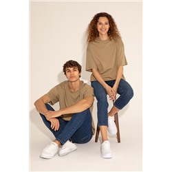 Erkek Comfort Fit Bisiklet Yaka Haki Tişört