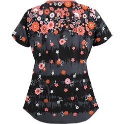 UA Artisan Flower Pewter Scrub Top