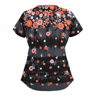 UA Artisan Flower Pewter Scrub Top