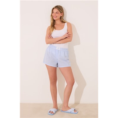 Pijama corto tirantes algodón azul rayas