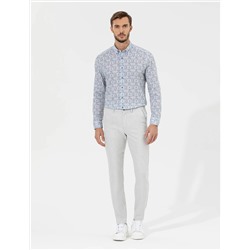 Gri Slim Fit Beli Lastikli Kanvas Pantolon