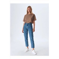 Ltb Kırcıllı Crop Kahve Rengi T-shırt 012238001060884