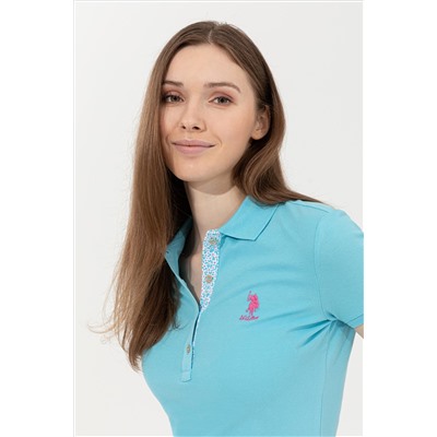 Kadın Turkuaz Basic Polo Yaka Tişört