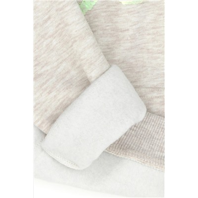 Çocuk Bej Melanj Basic Kapüşonlu Sweatshirt