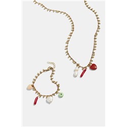 Collar largo dorado charms