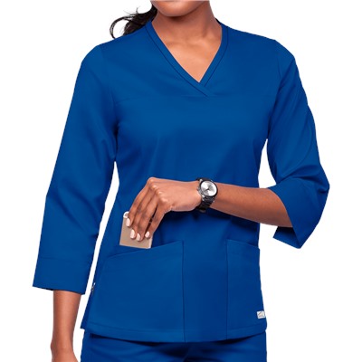 UA Butter-Soft STRETCH Women's 3-Pocket 3/4th Sleeve Side Zip Scrub Top