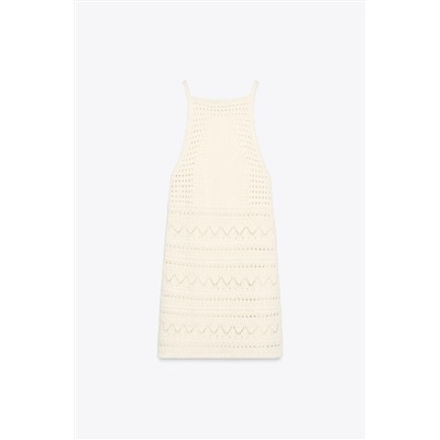 HALTER CROCHET KNIT MINI DRESS