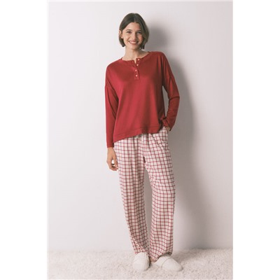 Camiseta manga larga punto ante rojo