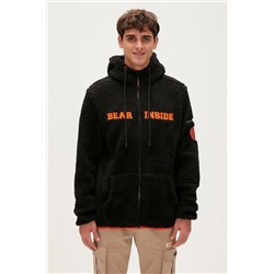 Bad Bear Shaggy Plush Full-zip Siyah Peluş Erkek Kapüşonlu Sweatshirt 23.02.29.006 SİYAH
