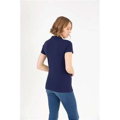 Kadın Lacivert Basic Polo Yaka Tişört