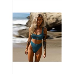 DEEP BEACH Dokulu Özel Kumaşlı Bikini Takım Db200785bt DB200785BT