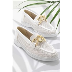 Bambi Beyaz Kadın Loafer Ayakkabı K01659110309