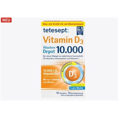 Vitamin D3 10.000 I.E. Wochendepot Tabletten 12 St, 6 g