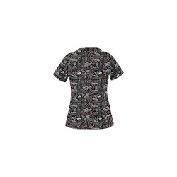 UA Deck The Halls Black Print Scrub Top