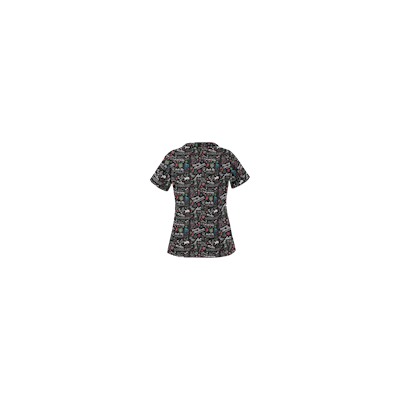 UA Deck The Halls Black Print Scrub Top