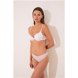 Tanga encaje floral blanco