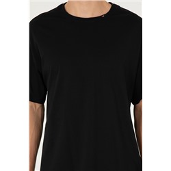 Erkek Oversize Fit Bisiklet Yaka Siyah Tişört