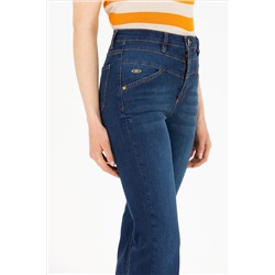 Kadın Koyu Mavi Slim Flare Fit Jean Pantolon