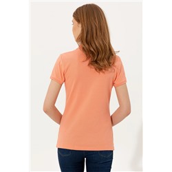 Kadın Somon Basic Polo Yaka Tişört