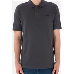 Erkek Regular Fit Polo Yaka Antrasit Basic Tişört