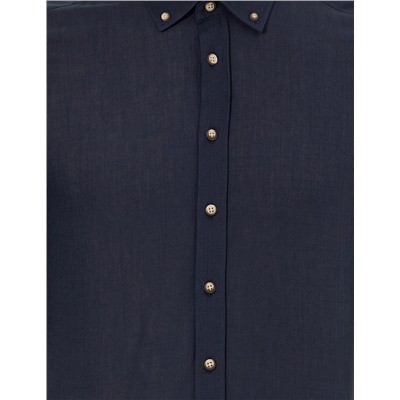Lacivert Slim Fit Uzun Kollu Gömlek