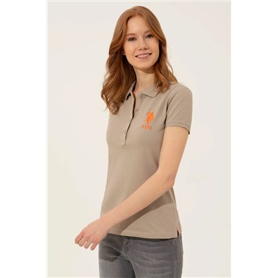 Kadın Haki Basic Polo Yaka Tişört