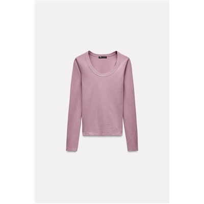 WASHED EFFECT ROLL NECK T-SHIRT