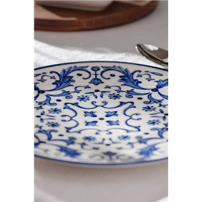 Reve Bleu Serenity Servis Tabağı - 25 cm - Mavi/Beyaz