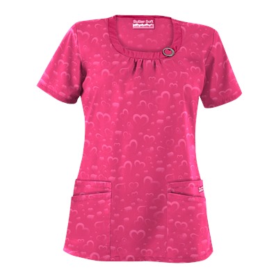 UA Forever Hearts Fuchsia Scrub Top