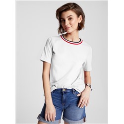 STRIPE COLLAR CREWNECK T-SHIRT