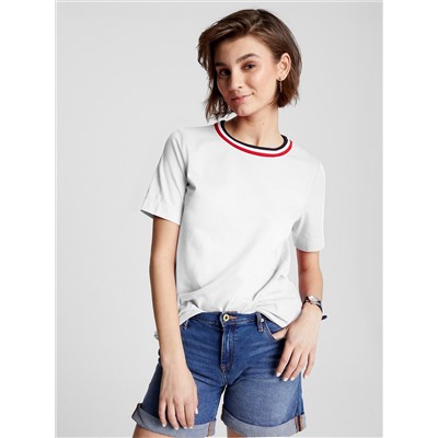 STRIPE COLLAR CREWNECK T-SHIRT
