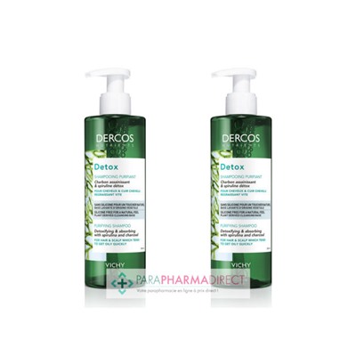 Vichy Dercos Nutrients Detox Shampooing Purifiant Cheveux Gras 2x250mlLot  × 2