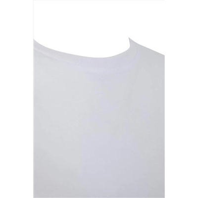 Beyaz %100 Pamuk Uzun Kollu Bisiklet Yaka Regular Basic Örme Büyük Beden T-Shirt TBBAW26BF00000