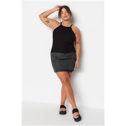 Siyah Halter Yaka Basic Örme Atlet TBBSS23CV00000