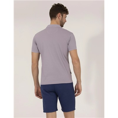Lila Slim Fit Polo Yaka Merserize Tişört